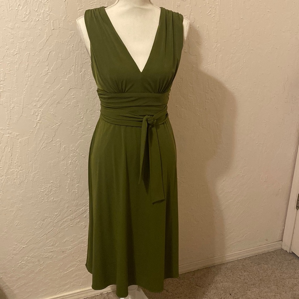 David Meister olive green midi dress - worn 1x